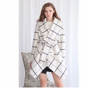 NWT Chicwish Grid Rabato Coat Medium